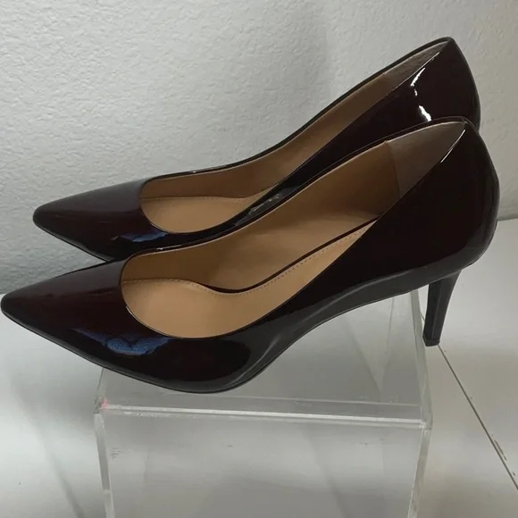 Calvin Klein Gayle Patent Leather Stiletto Heels Oxblood Red Size 9 - Picture 5 of 6